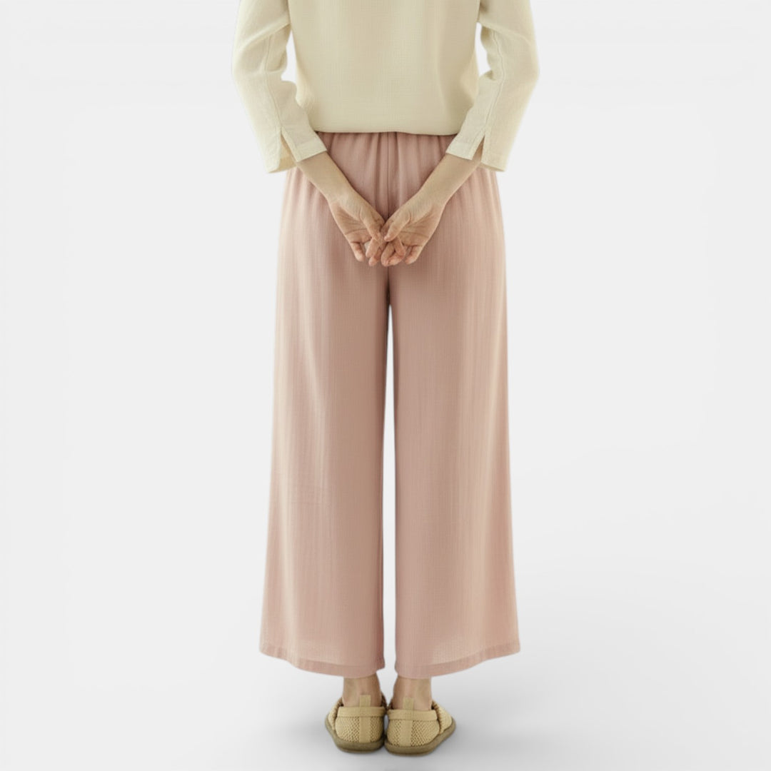 Pantalones Anchos de Lino y Algodón Mujer Verano