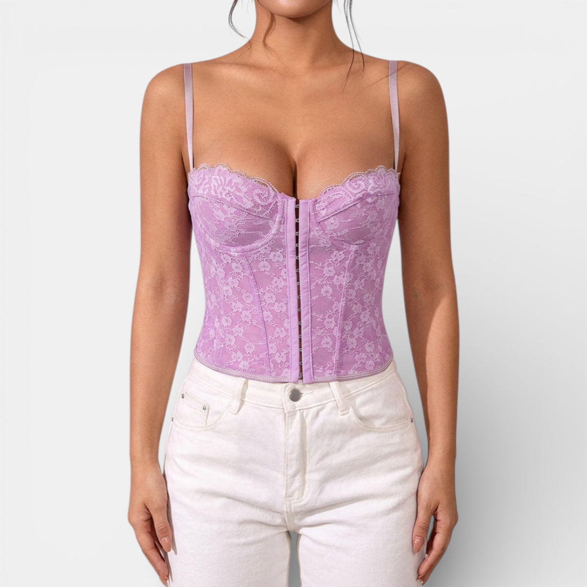 Women's Lace Bustier Top - Corset-Style Crop Top