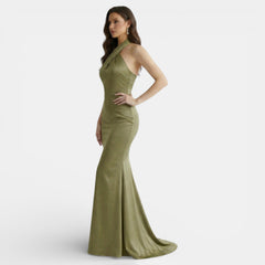 Vestido Maxi Mujer Halter Ajustado