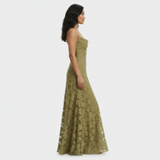 Women's Floral Open Back Long Party Dress