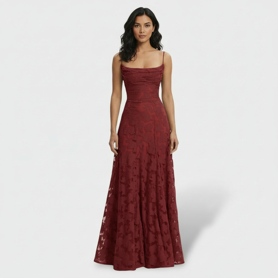 Women's Floral Open Back Long Party Dress