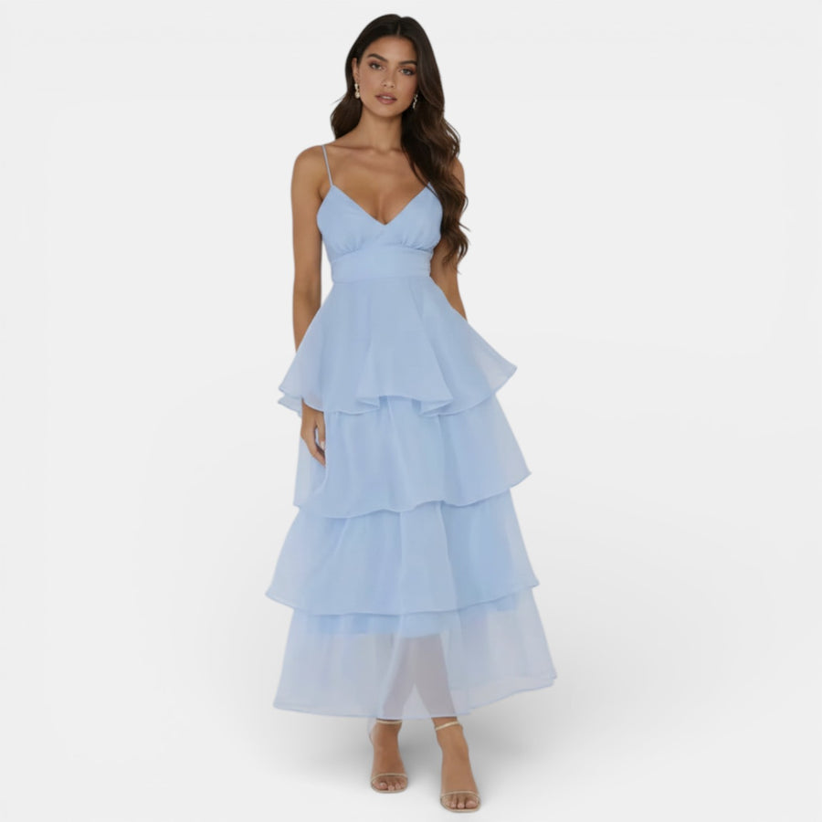 Vestido Organza Escote V Mujer