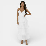Vestido Organza Escote V Mujer