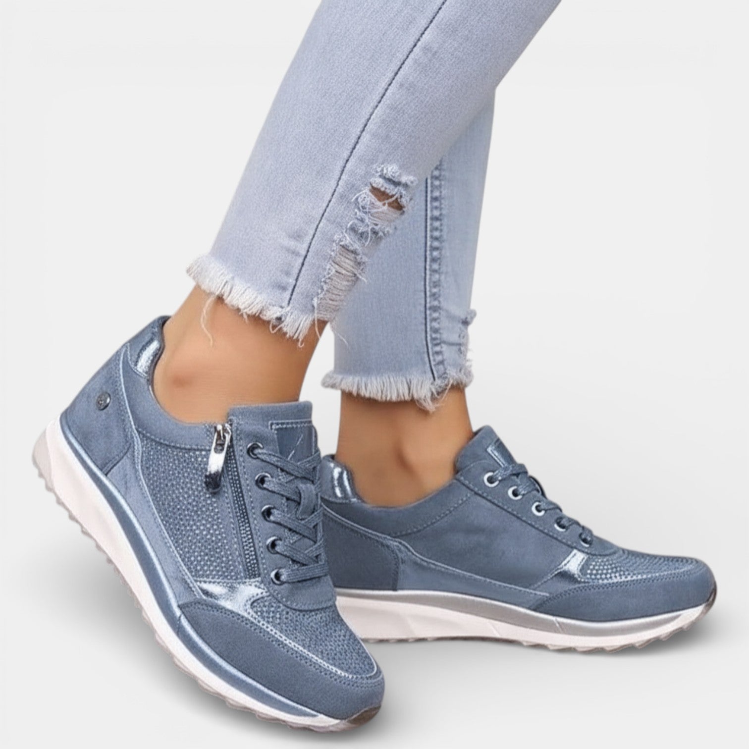 Zapatos Ortopédicos Mujer Plataforma Brillante