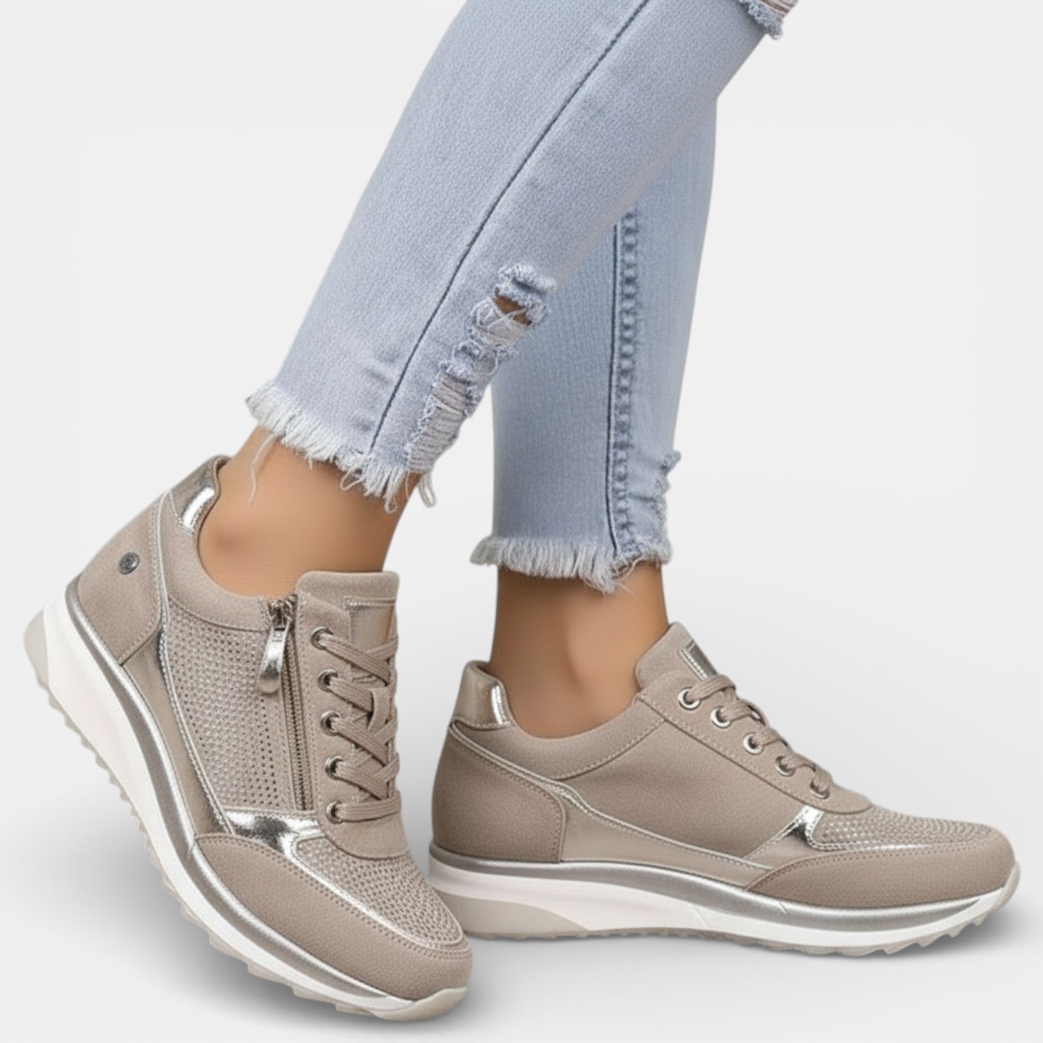 Zapatos Ortopédicos Mujer Plataforma Brillante