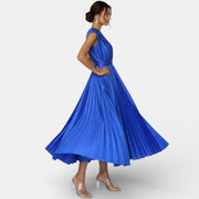 Vestido Satín Escote V Mujer Elegante