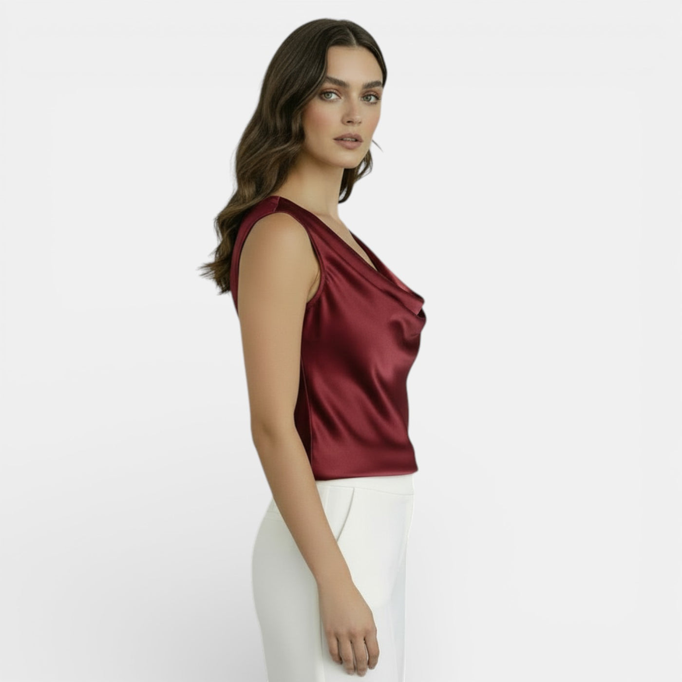 Blusa Satinada Sin Mangas Mujer