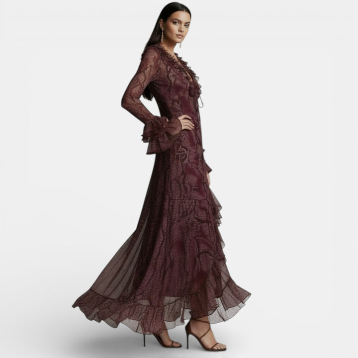 Vestido Maxi Boho Mujer Manga Campana