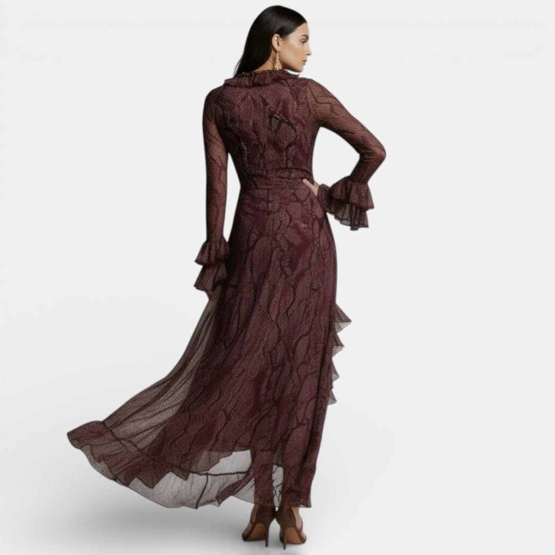 Vestido Maxi Boho Mujer Manga Campana