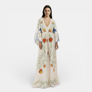 Women's Boho Floral Embroidered Maxi Dress