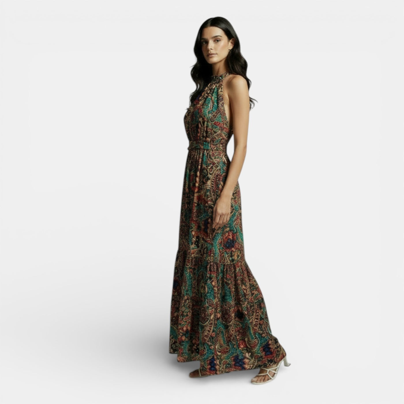 Long Boho High-Waisted Dress