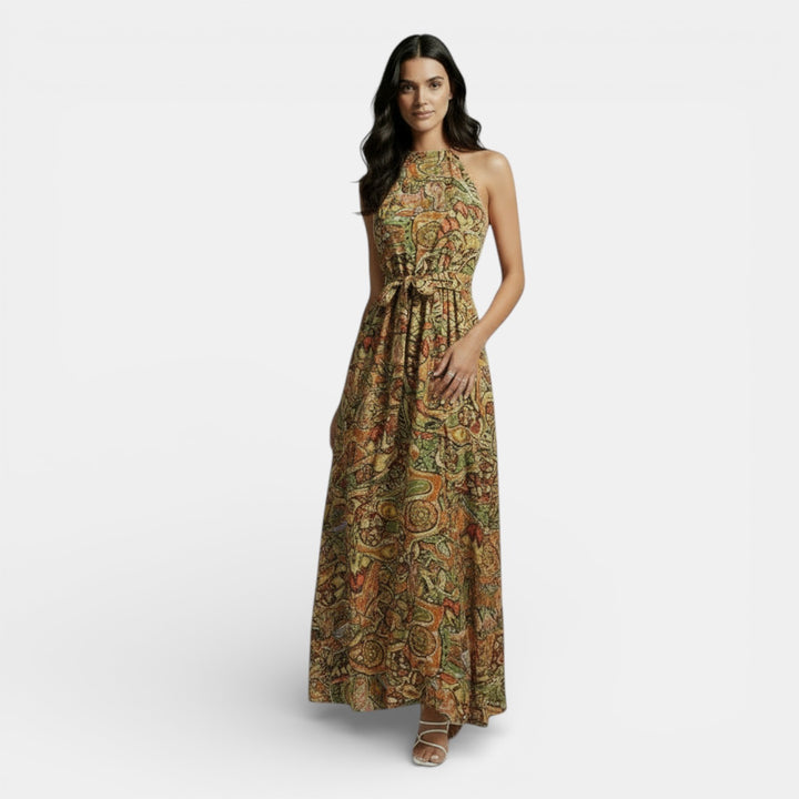 Vestido Boho Largo de Cintura Alta
