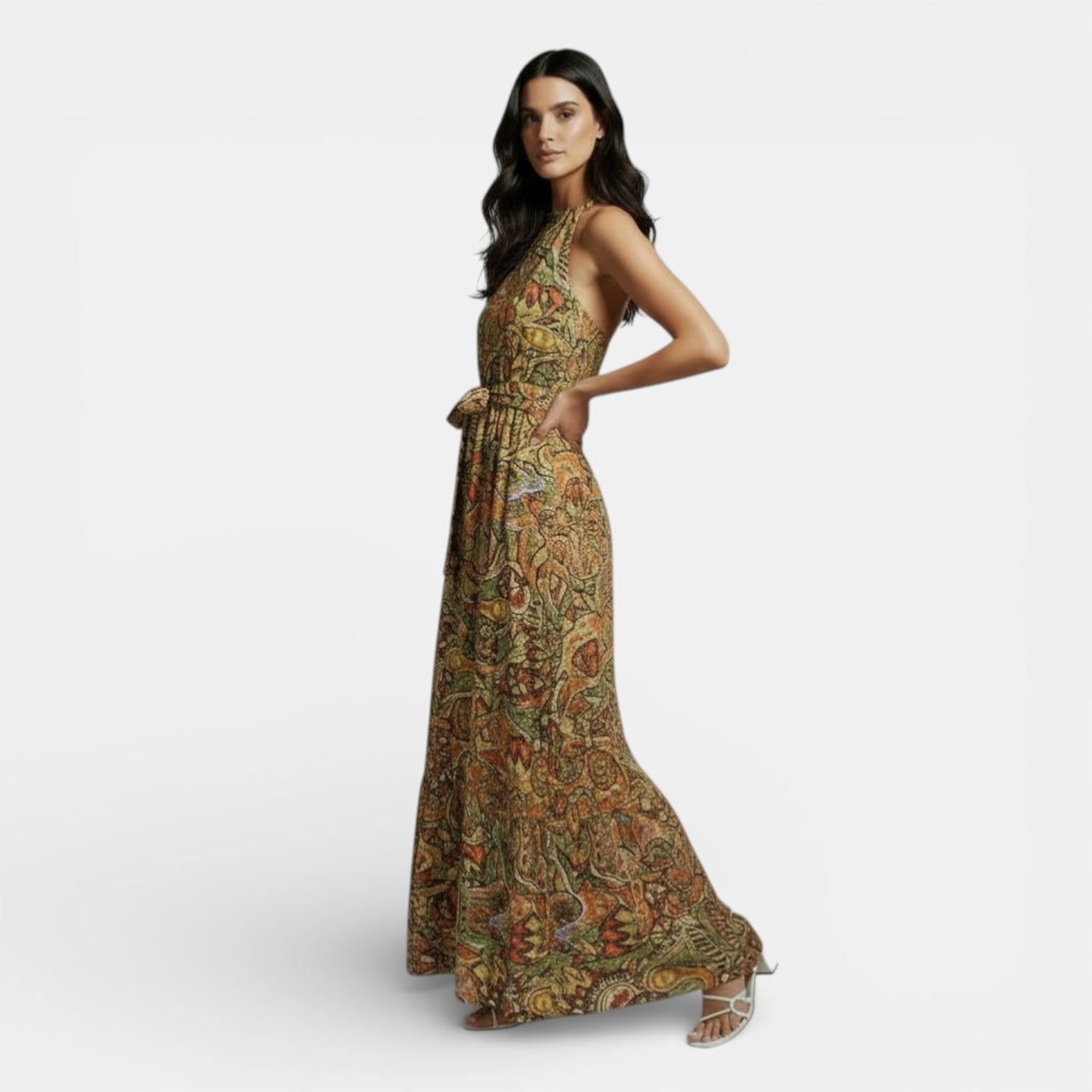 Long Boho High-Waisted Dress