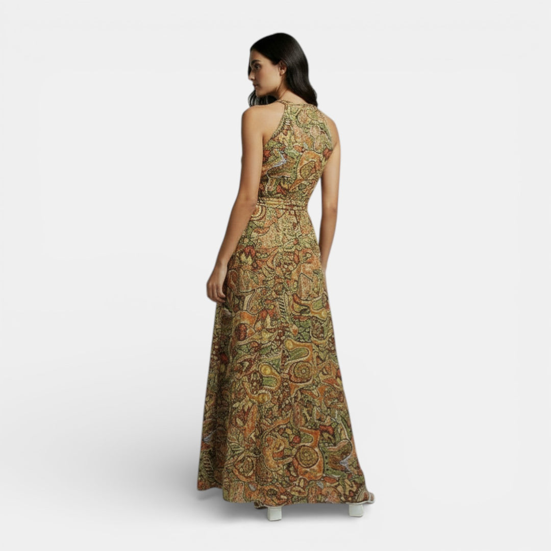 Vestido Boho Largo de Cintura Alta