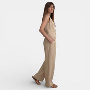 Women's Linen High-Waisted Pleated Suit Set