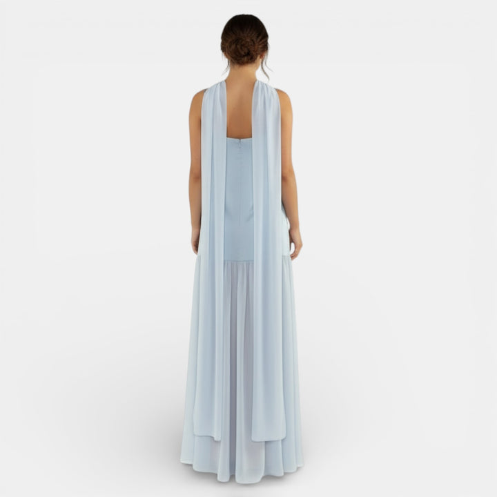 Vestido de Tirantes Mujer Satinado y Chiffon