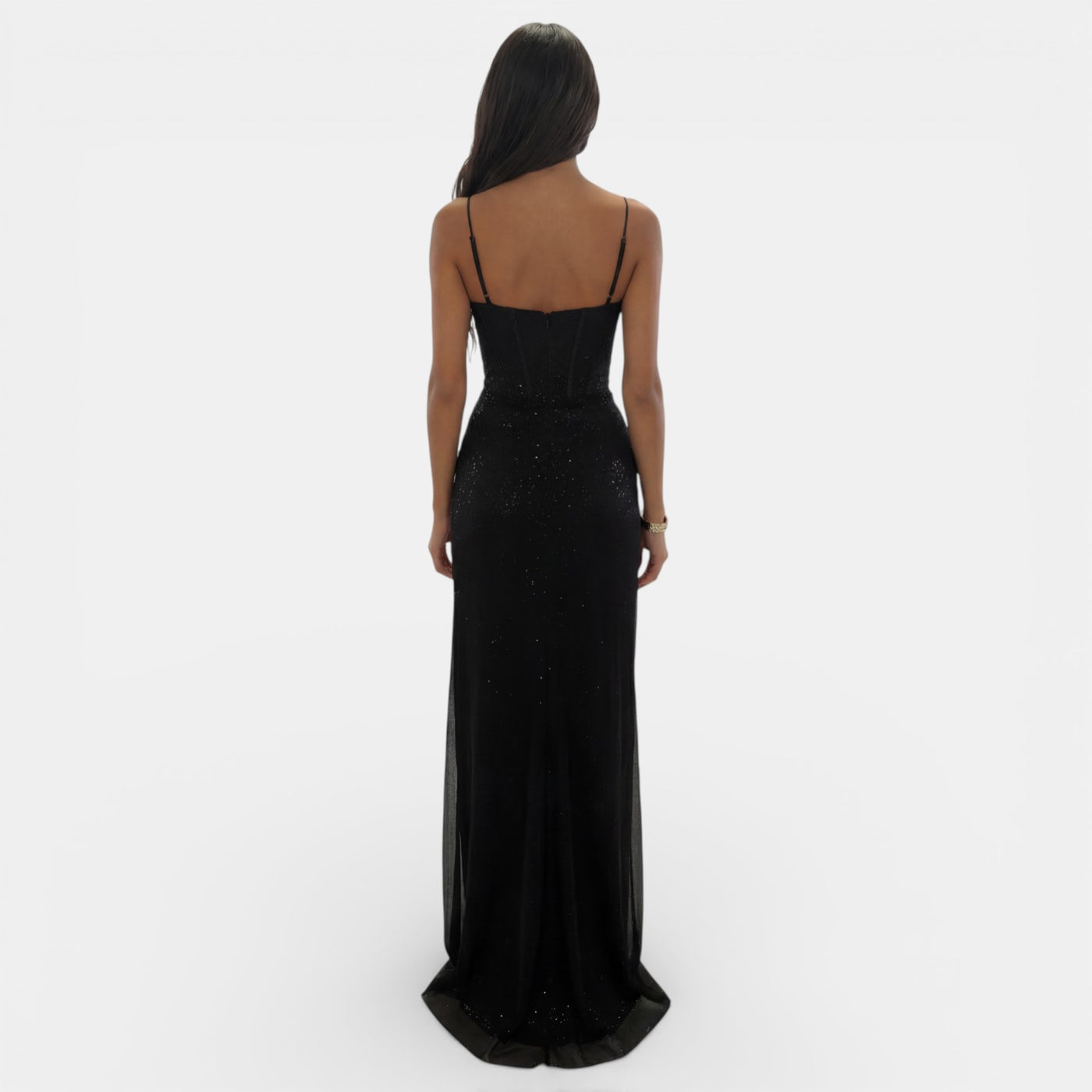 Women's Long V-Neck Party Dress with Slit