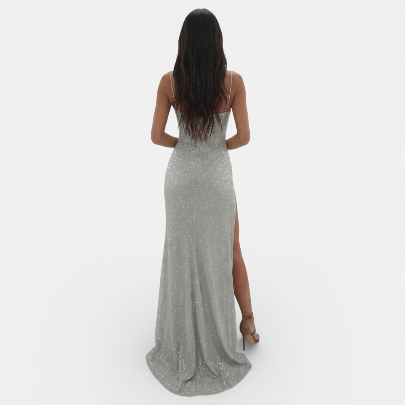 Women's Long V-Neck Party Dress with Slit
