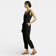Long Jumpsuit V-Neck Cotton Linen