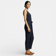 Long Jumpsuit V-Neck Cotton Linen