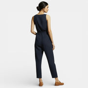 Long Jumpsuit V-Neck Cotton Linen