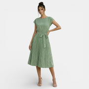 Women's Polka Dot Short Sleeve Midi Dress