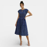 Women's Polka Dot Short Sleeve Midi Dress