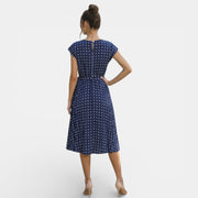 Women's Polka Dot Short Sleeve Midi Dress