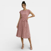 Women's Polka Dot Short Sleeve Midi Dress