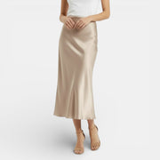 Women's High Waist Satin Skirt