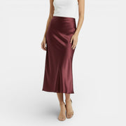 Women's High Waist Satin Skirt
