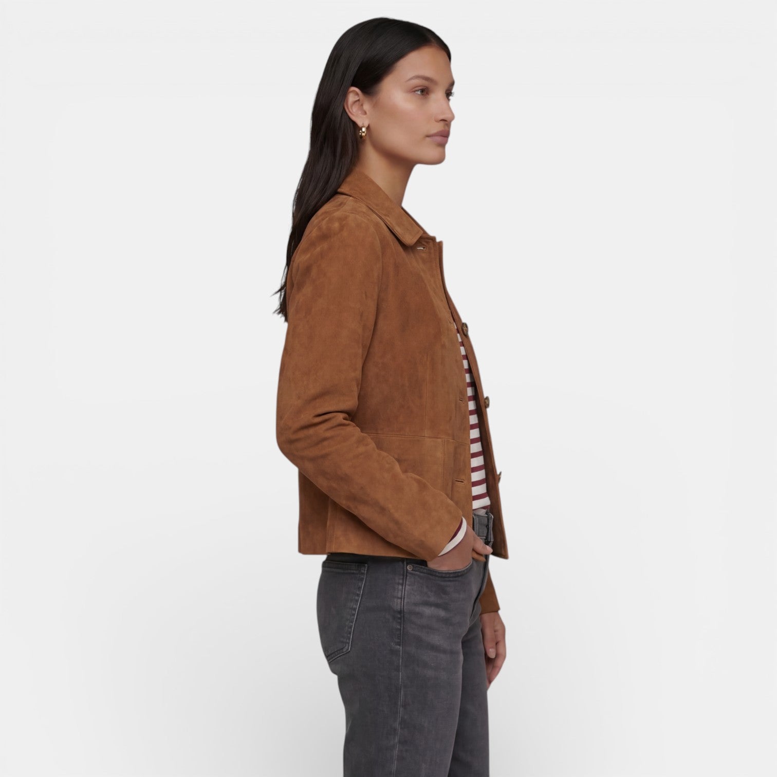 Chaqueta de Ante Marrón Mujer
