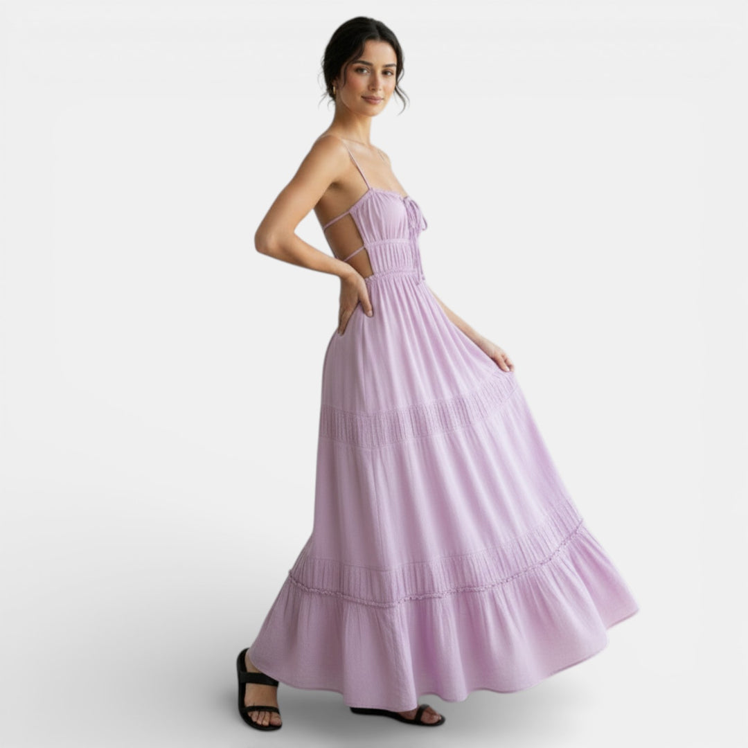 Vestido Largo Espalda Descubierta con Tirantes