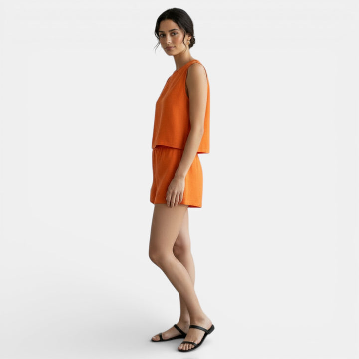 Conjunto Mujer Chaleco y Shorts Verano