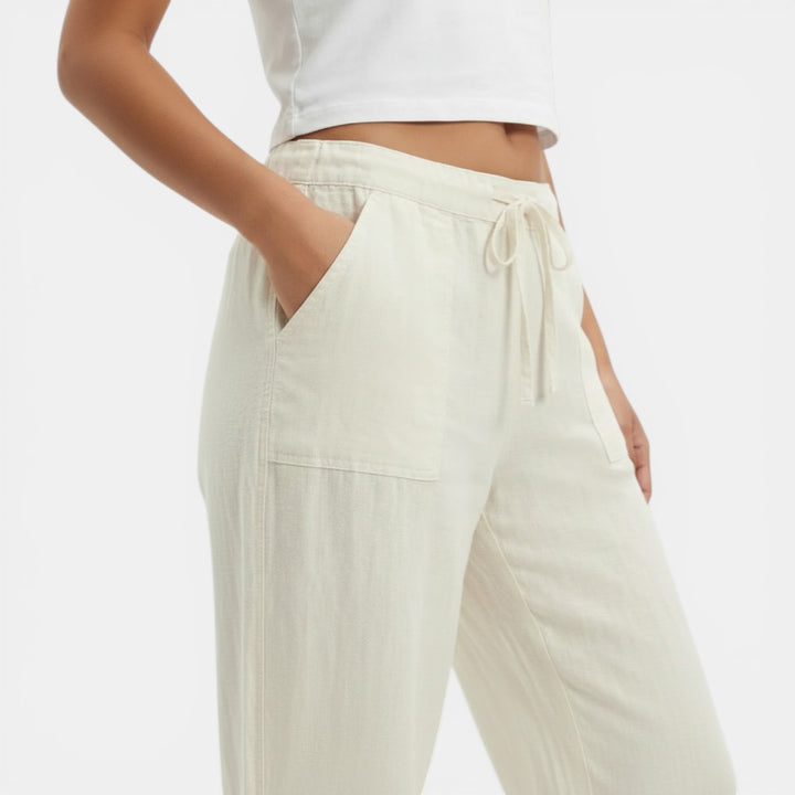 Pantalones de Lino Mujer Pierna Ancha
