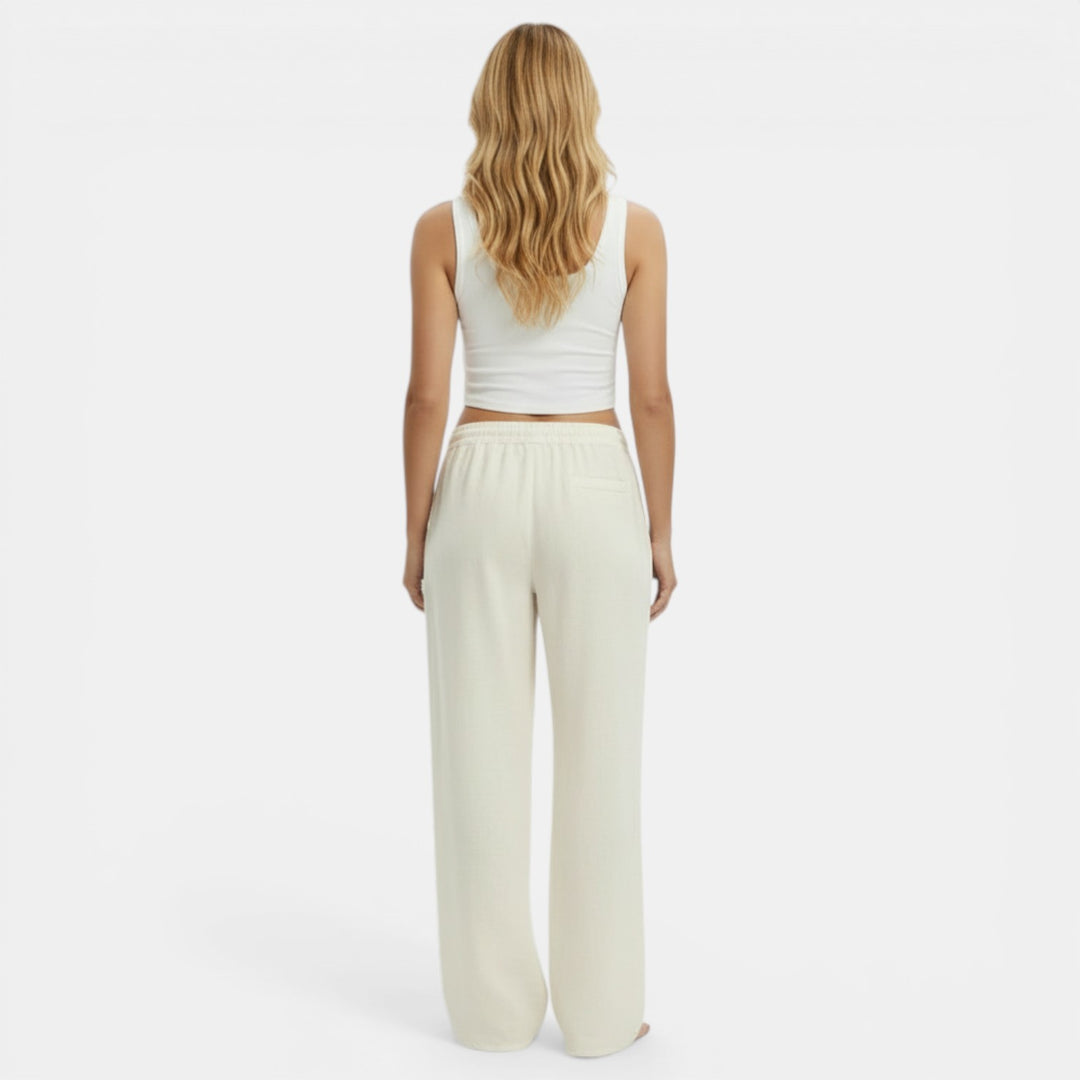 Pantalones de Lino Mujer Pierna Ancha