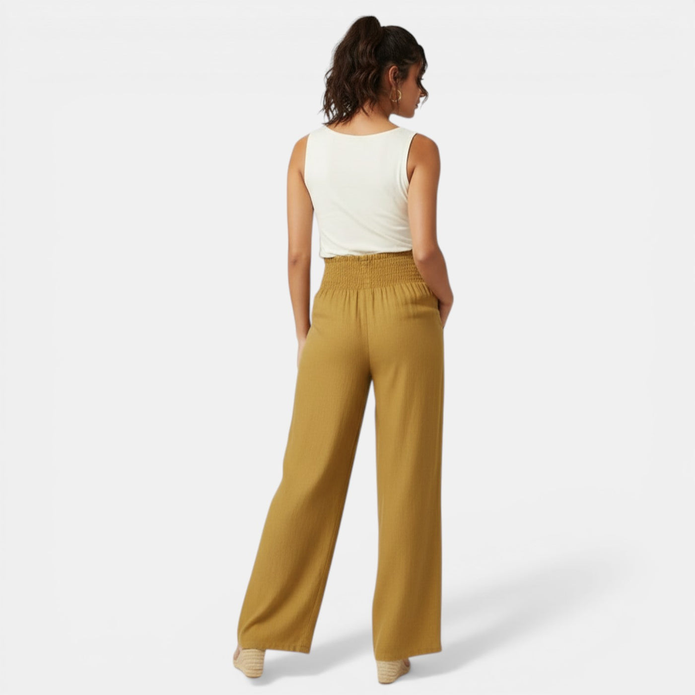 High-Waisted Linen Cotton Trousers