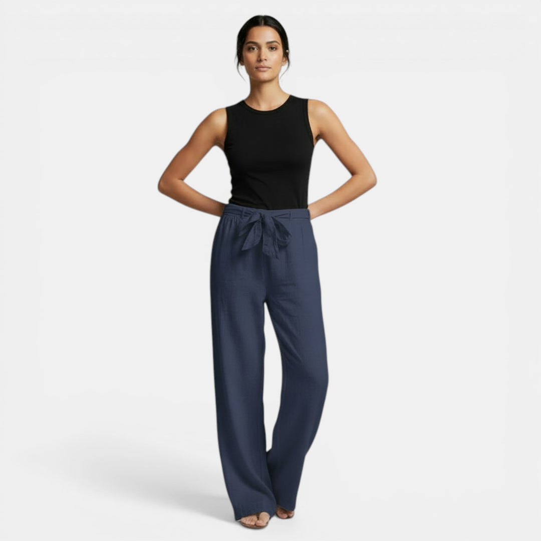 Pantalón Lino Algodón Pierna Ancha