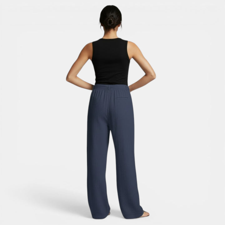Pantalón Lino Algodón Pierna Ancha