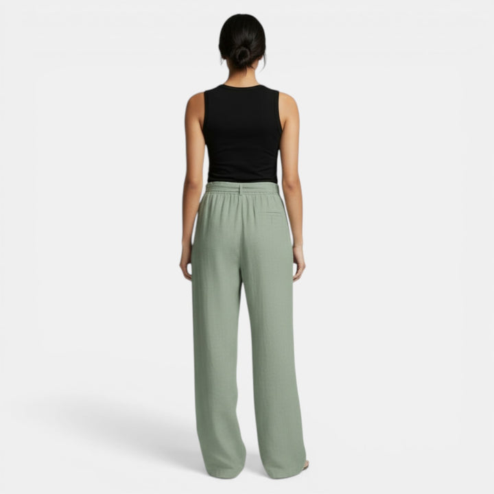 Pantalón Lino Algodón Pierna Ancha