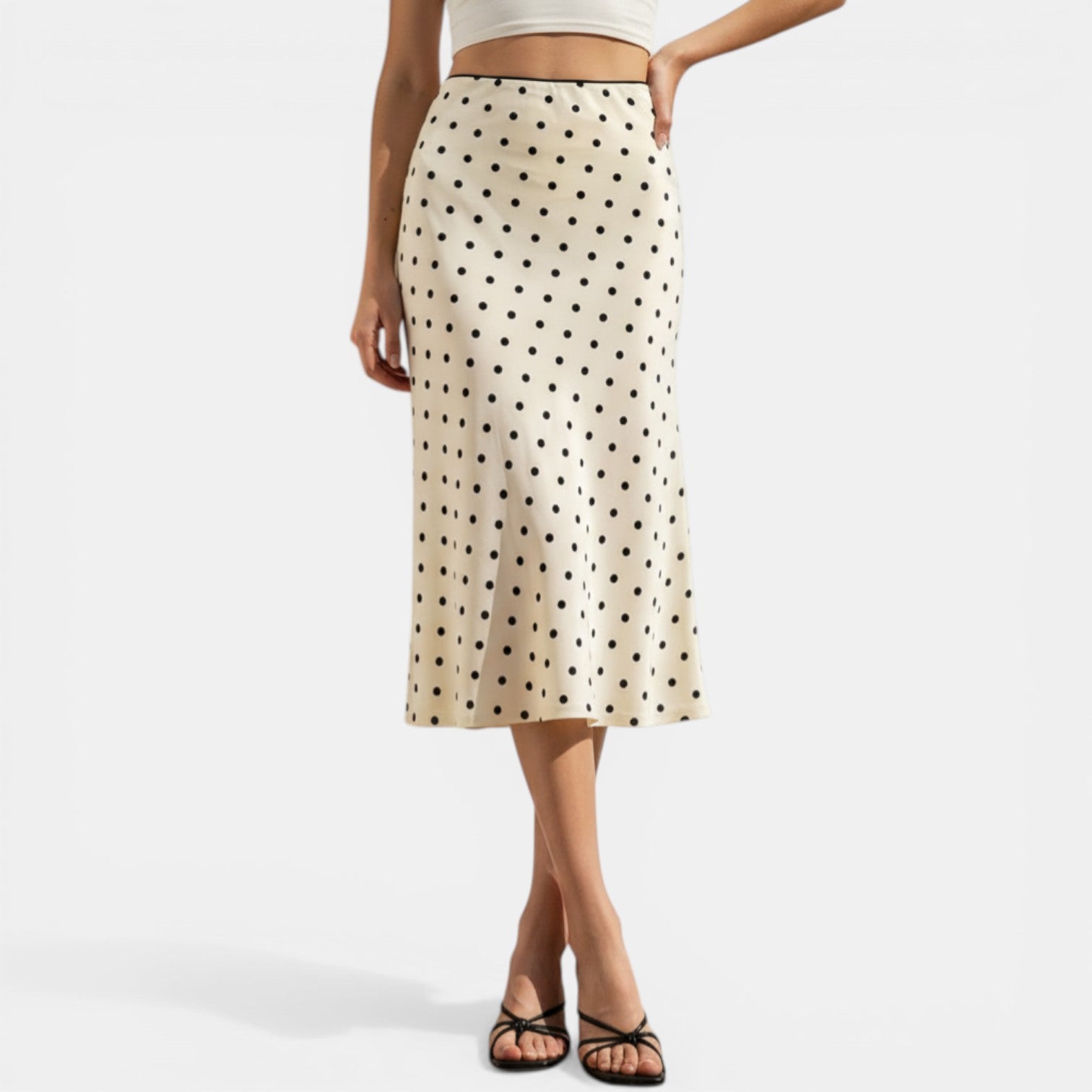 High Waisted Polka Dot Bodycon Skirt