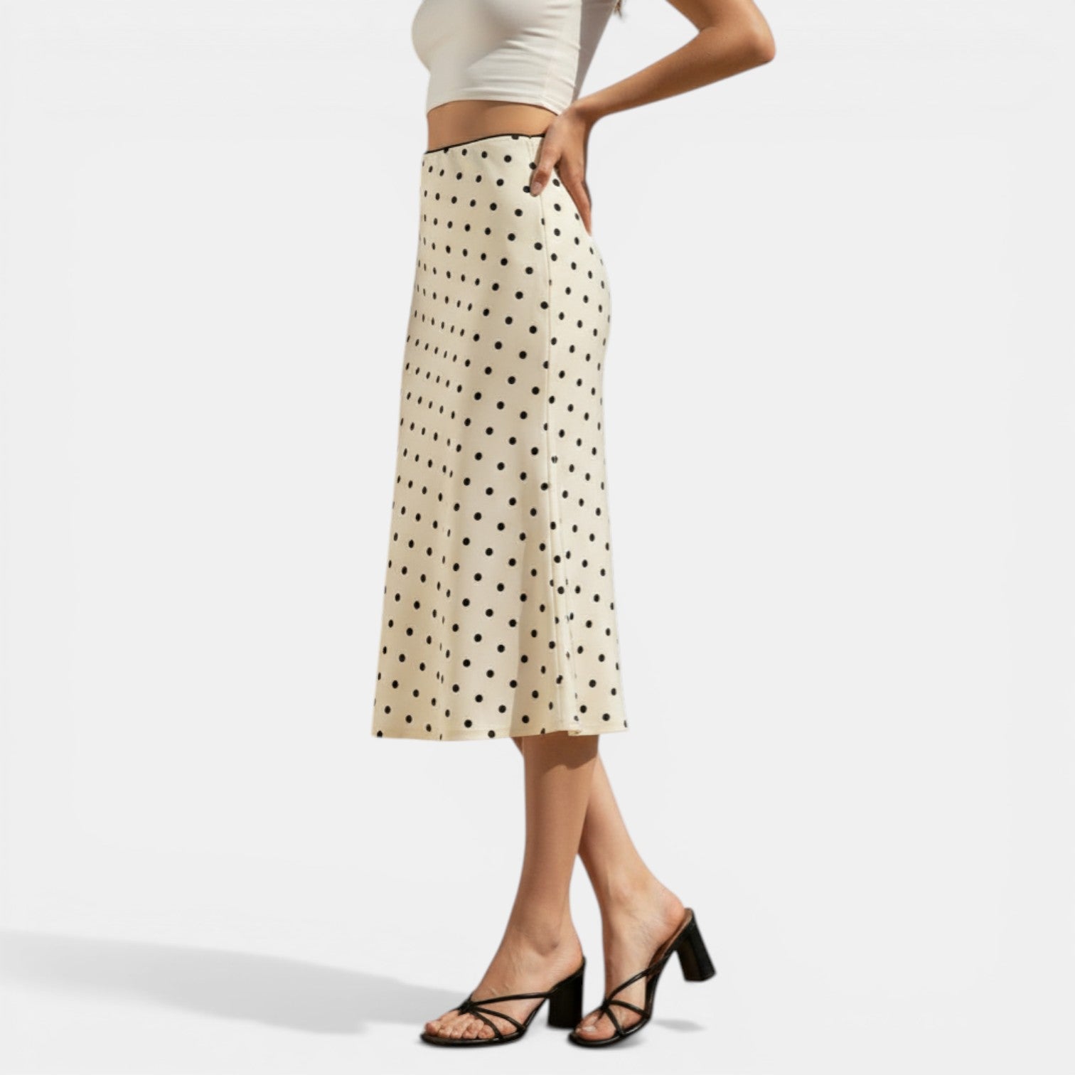 High Waisted Polka Dot Bodycon Skirt