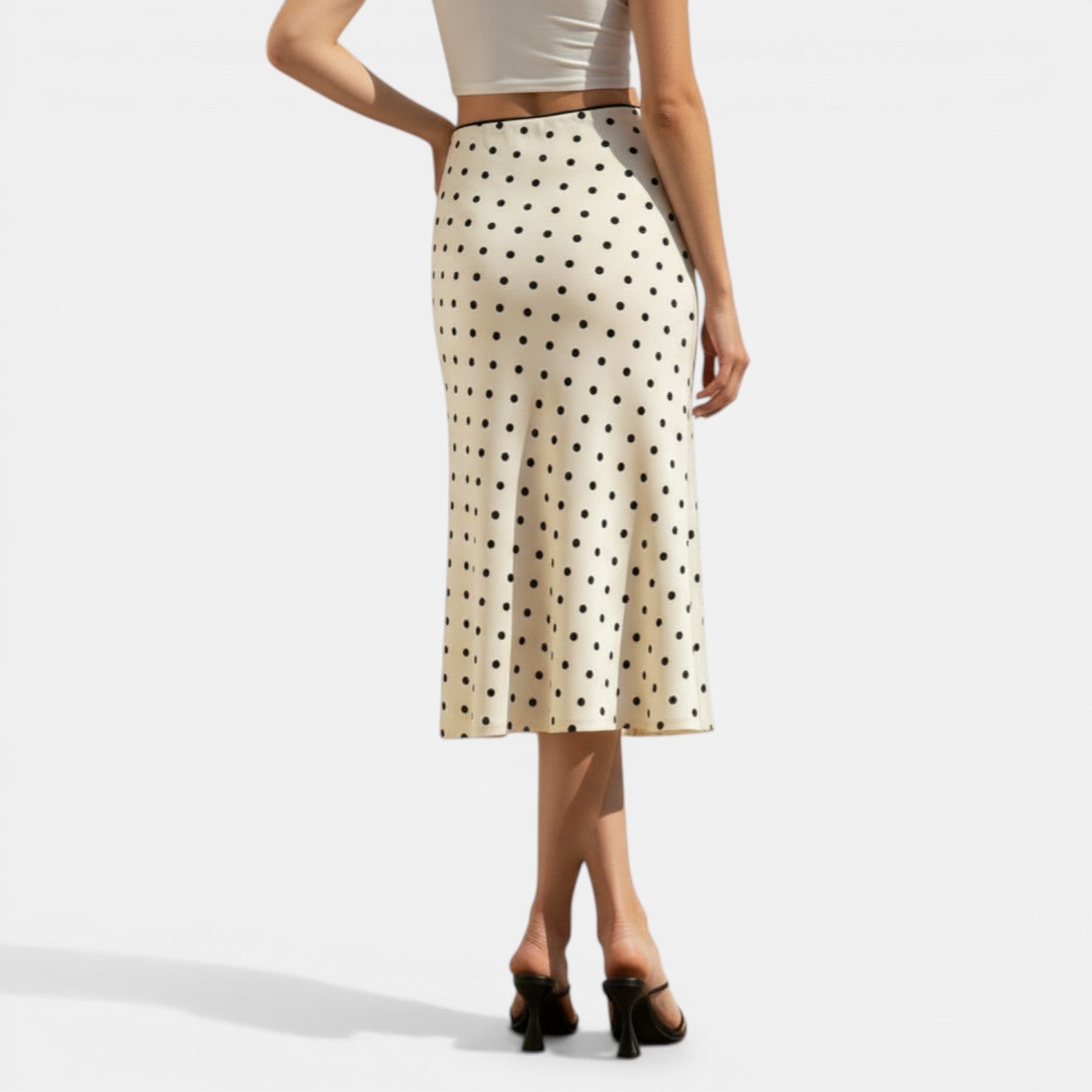 High Waisted Polka Dot Bodycon Skirt