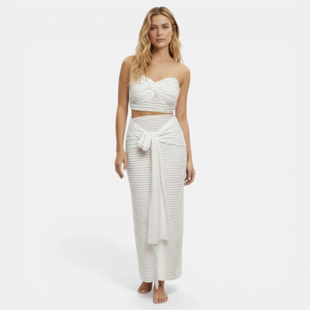 Conjunto Playa Mujer Top Bandeau y Vestido Largo