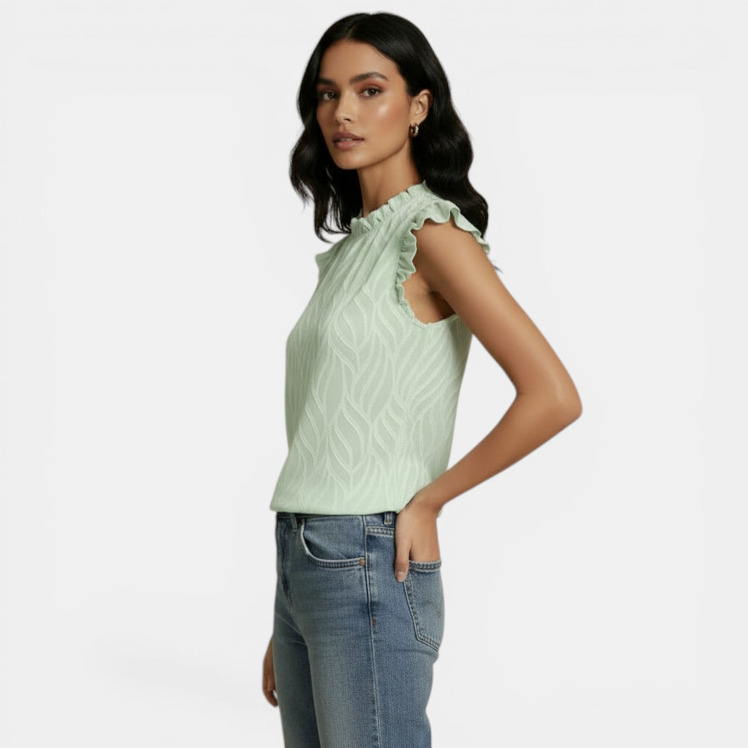 Sleeveless Ruffle Chiffon Blouse