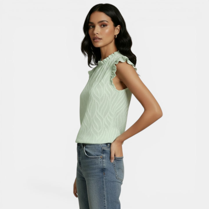 Sleeveless Ruffle Chiffon Blouse
