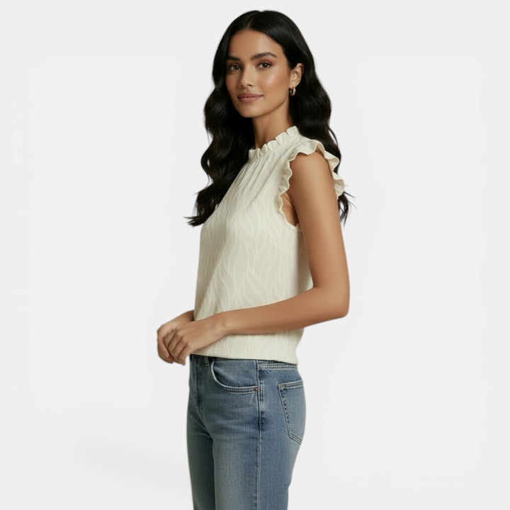 Sleeveless Ruffle Chiffon Blouse