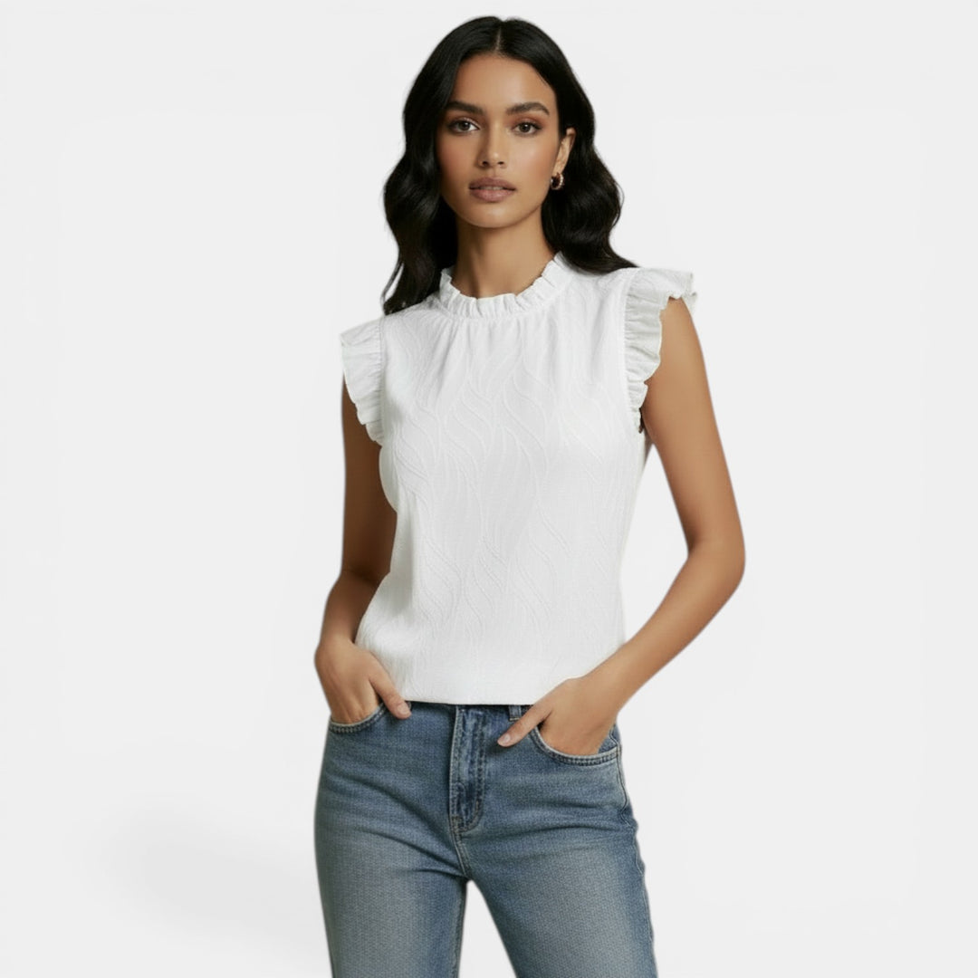 Sleeveless Ruffle Chiffon Blouse
