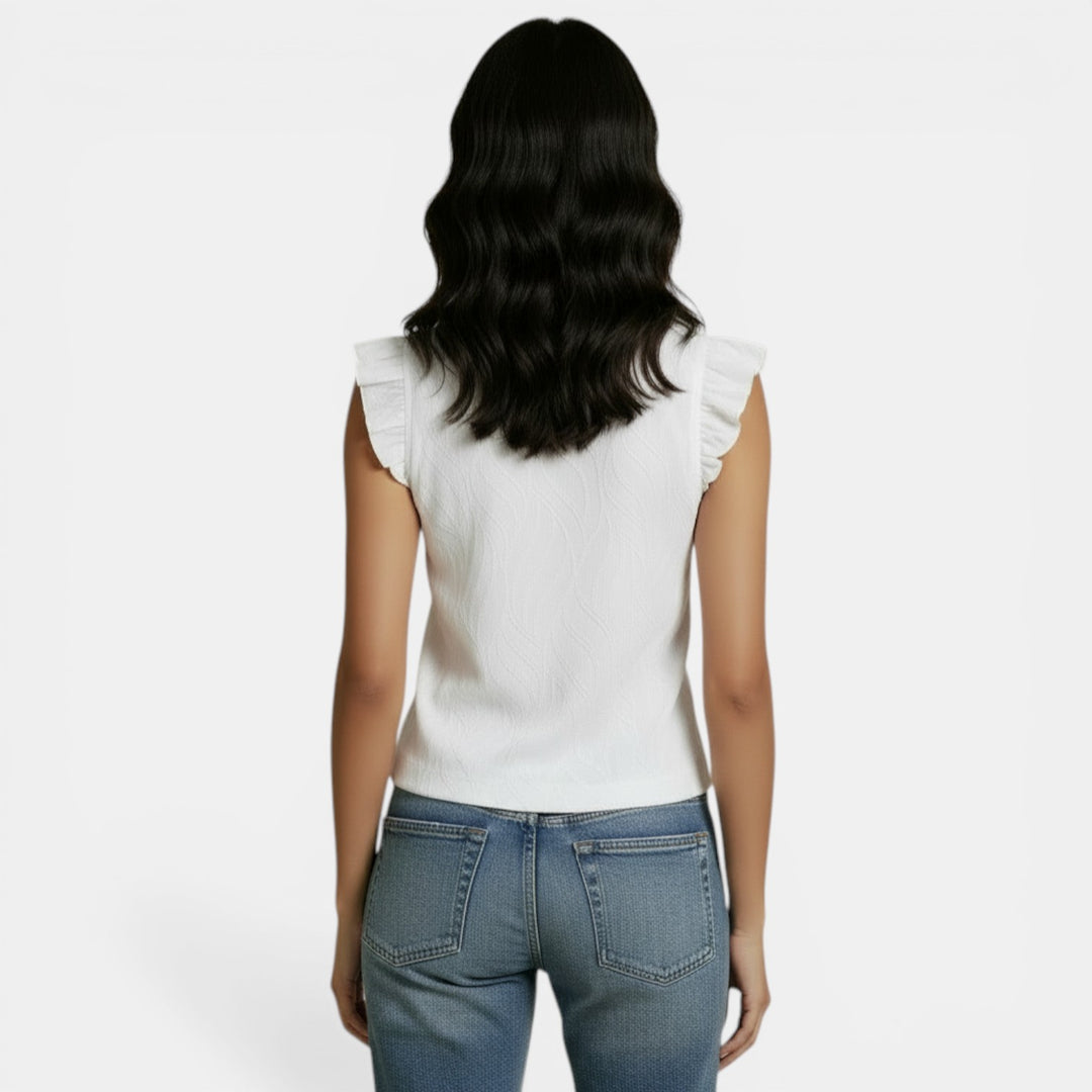 Sleeveless Ruffle Chiffon Blouse