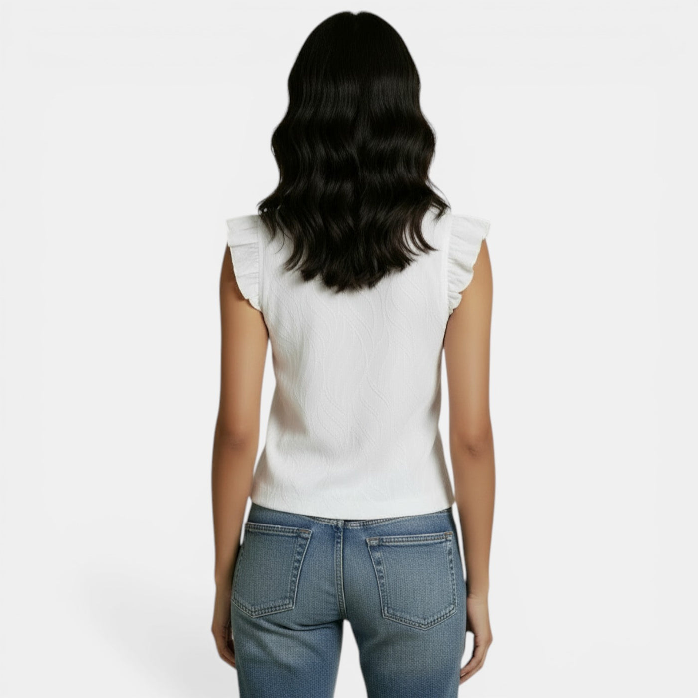 Blusa Chiffon Sin Mangas con Volantes